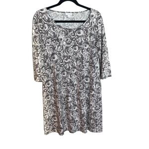 J. Jill Pure Jill A Line Dress gray tie dye swirls size small petite EUC